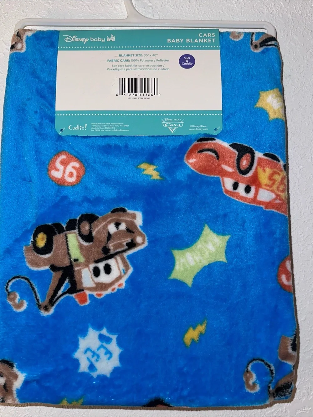Brand New! Disney Cars Baby Lightning McQueen & Mater Plush Blanket 30inx40in